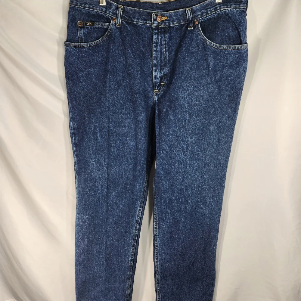 Lee 100% Cotton Straight Leg Five Pocket Denim Blue Jeans Size 42 x 30